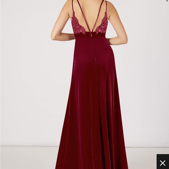 AZAZIE HAPA VELVET DRESS in burgundy. This dress feels so nice and is beautiful - Picture 2 of 6